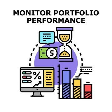 Monitoring investment portfolio performance using digital analytics tools Stock Illustration