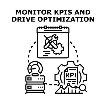 Monitoring key performance indicators and driving business optimization proce Stock Illustration