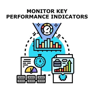 Monitoring key performance indicators business analytics concept Stock Illustration