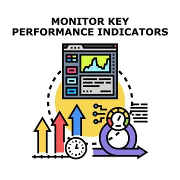 Monitoring key performance indicators performance business progress Illustrazione stock