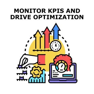 Monitoring kpi performance and driving business optimization Stock Illustration