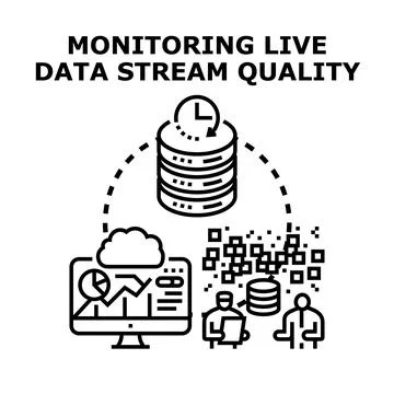 Monitoring live data stream quality concept illustration Stock-Illustration