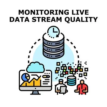 Monitoring live data stream quality concept illustration Stock Illustration