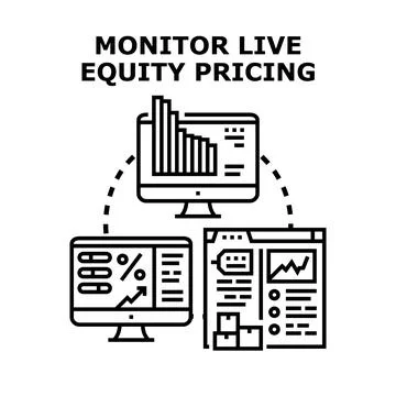 Monitoring live equity pricing market data Stock Illustration