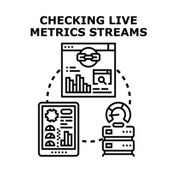 Monitoring live metrics and data streams analysis Stock Illustration