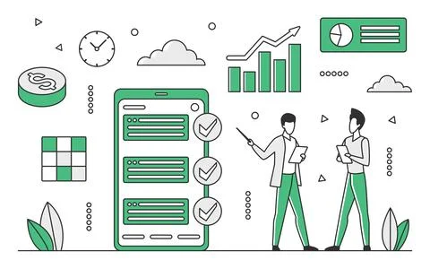 Monitoring mobile data Illustrazione stock