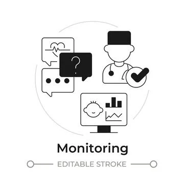 Monitoring modern flat line concept icon Stock Illustration