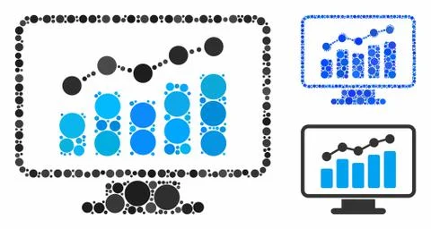 Monitoring Mosaic Icon of Round Dots Illustrazione stock