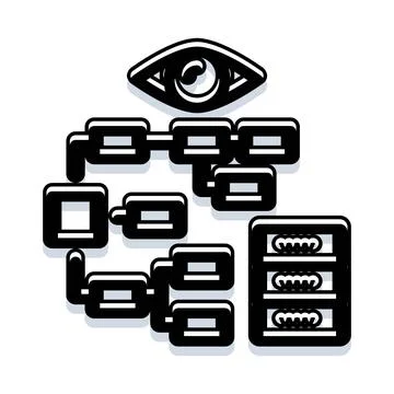 Monitoring network data flow and server security Illustrazione stock