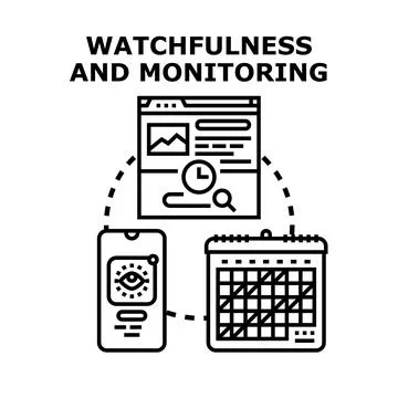 Monitoring online activity and data management concept Stock Illustration