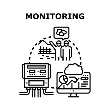 Monitoring operations and data analysis concept 스톡 일러스트