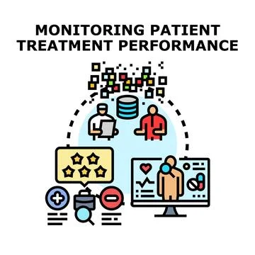 Monitoring patient treatment performance data analysis Stock Illustration