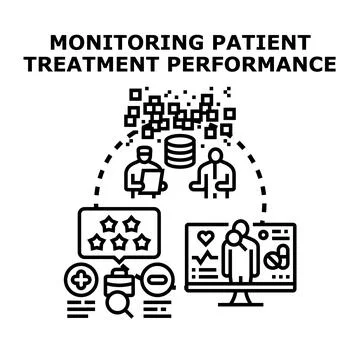 Monitoring patient treatment performance data analysis Stock Illustration