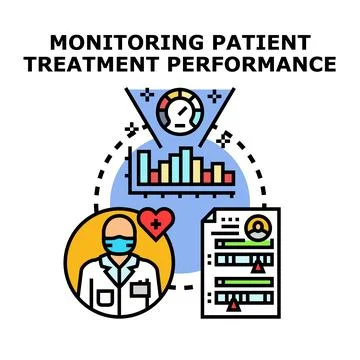 Monitoring patient treatment performance progress data Stock Illustration
