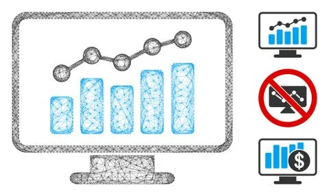 Monitoring Polygonal Web Vector Mesh Illustration Stock Illustration