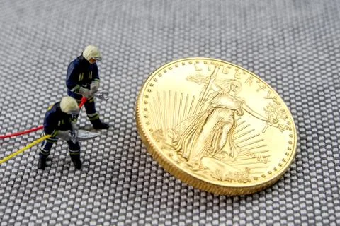 Monitoring the problem with historic prices of precious metals, gold especial Stock Photos