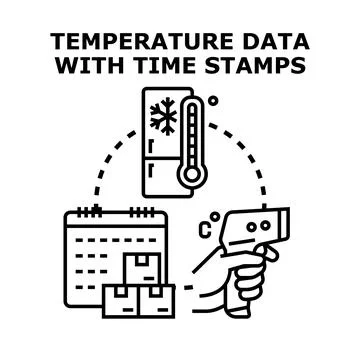 Monitoring product temperature with time stamps concept Stock Illustration