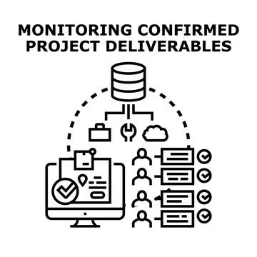 Monitoring project deliverables and task management process 스톡 일러스트