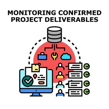 Monitoring project deliverables and task management process 스톡 일러스트