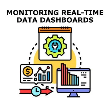 Monitoring real time data flow for business analytics Illustrazione stock