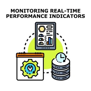 Monitoring real time performance indicators and business analytics 스톡 일러스트