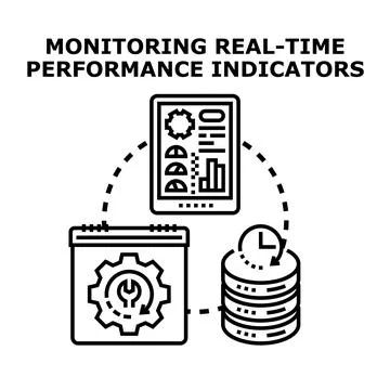 Monitoring real time performance indicators and business analytics 스톡 일러스트