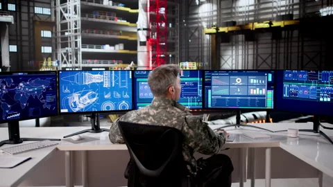 Monitoring Rocket Manufacturing On Desktop Computer Stock Footage 328408343