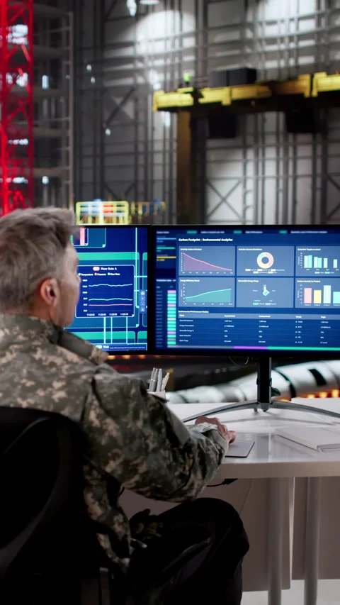 Monitoring Rocket Manufacturing On Desktop Computer Stock Footage 328719039