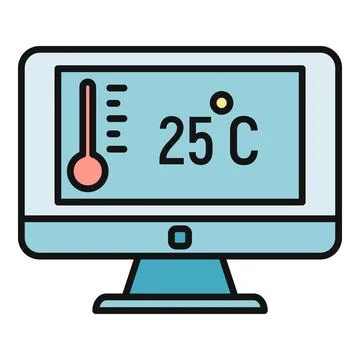 Monitoring room temperature display on screen イラスト素材