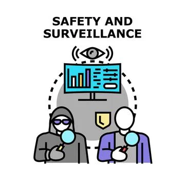 Monitoring security and surveillance systems for personal protection Stock Illustration