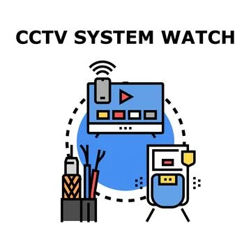 Monitoring security system using integrated digital technology Stock Illustration