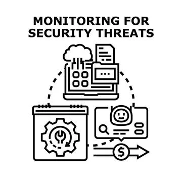 Monitoring for security threats and vulnerability management system Illustrazione stock
