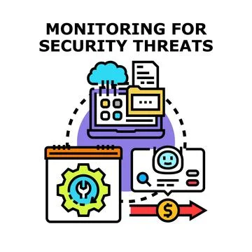 Monitoring for security threats and vulnerability management system Stock Illustration