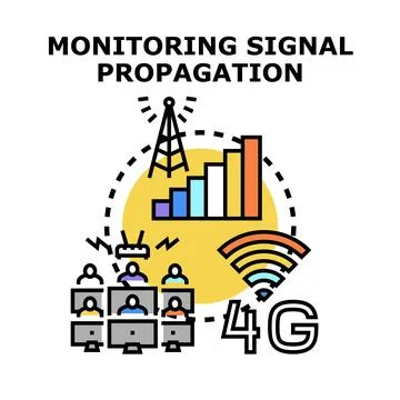 Monitoring signal propagation for wireless network communication Stock Illustration