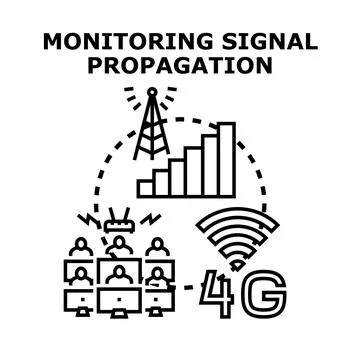 Monitoring signal propagation for wireless network communication Stock Illustration