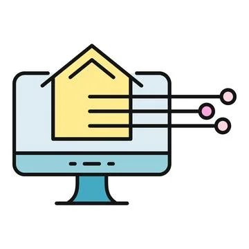 Monitoring smart home automation with connected computer イラスト素材