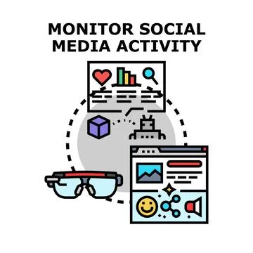 Monitoring social media activity using new technology Stock Illustration