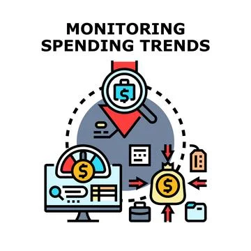 Monitoring spending trends concept analyzing financial budget Stock Illustration