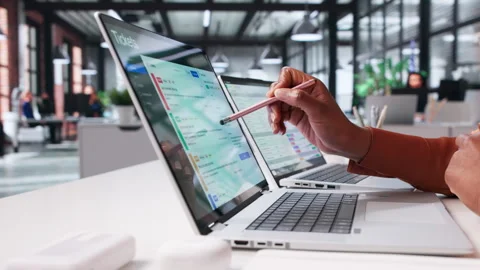 Monitoring Support Tickets On Computer Stock Footage 328712279