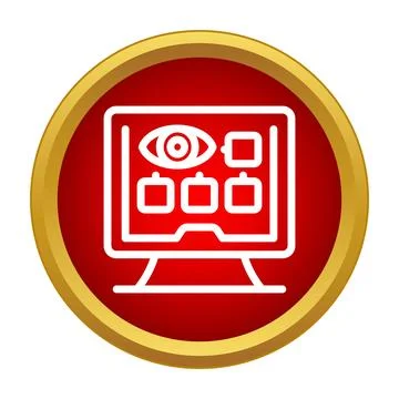 Monitoring surveillance system on red icon background 스톡 일러스트