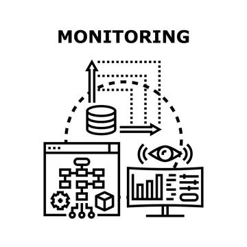 Monitoring system analysis data and performance management Stock-Illustration