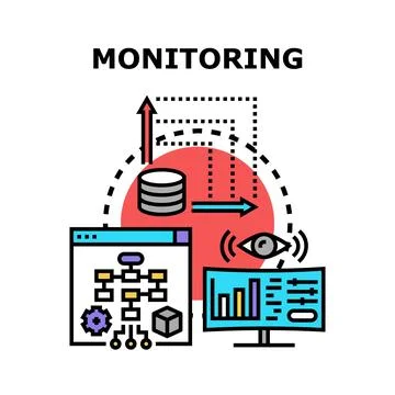 Monitoring system analysis data and performance management Stock Illustration