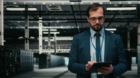 Monitoring system, AR simulation and engineer portrait in data center Stock Footage 329453080