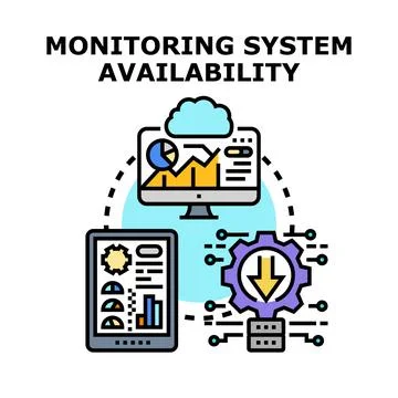 Monitoring system availability checking data information concept Stock Illustration