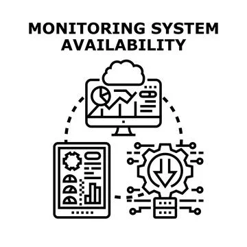 Monitoring system availability checking data information concept イラスト素材