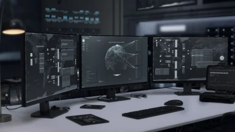 Monitoring system detected the location of the cyber criminal on the world map 스톡 동영상 252743860