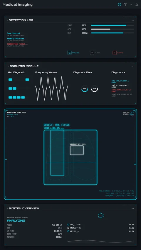 Monitoring telemetry of a clinical MRI diagnostics monitor, Vertical 9:16 4K Stock Footage 340115501