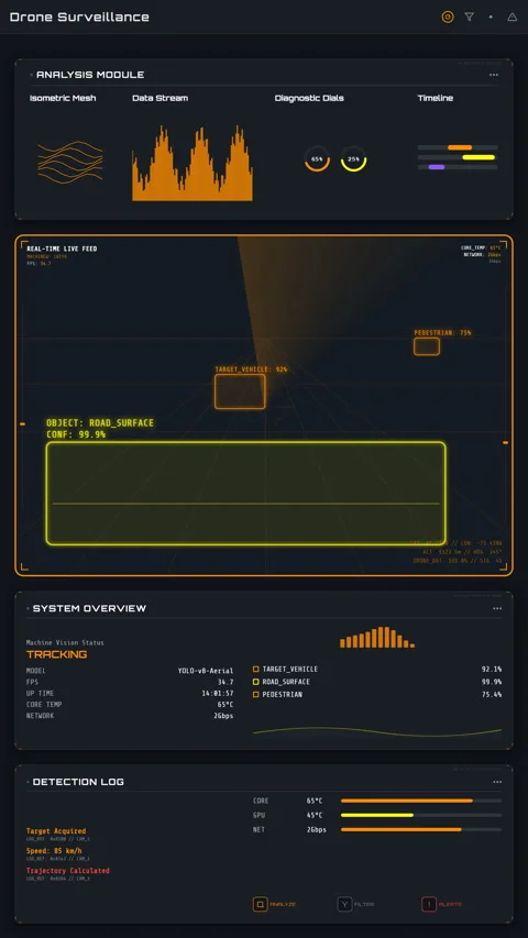 Monitoring telemetry of a high-altitude drone surveillance, Vertical 9:16 4K Stock Footage 340115472