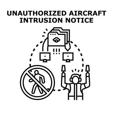 Monitoring unauthorized aircraft intrusion with security notice Stock Illustration