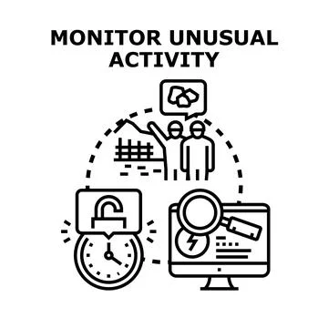 Monitoring unusual activity and security threats concept Stock Illustration